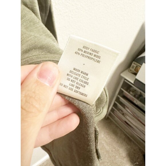 Tracksmith Off Roads Crew Long Sleeve Tee Merino Wool Blend Moss Ivy Small - Picture 3 of 6